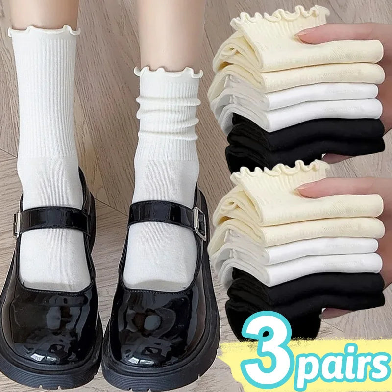 🧦✨ Lolita Style Cotton Socks – 3 Pairs