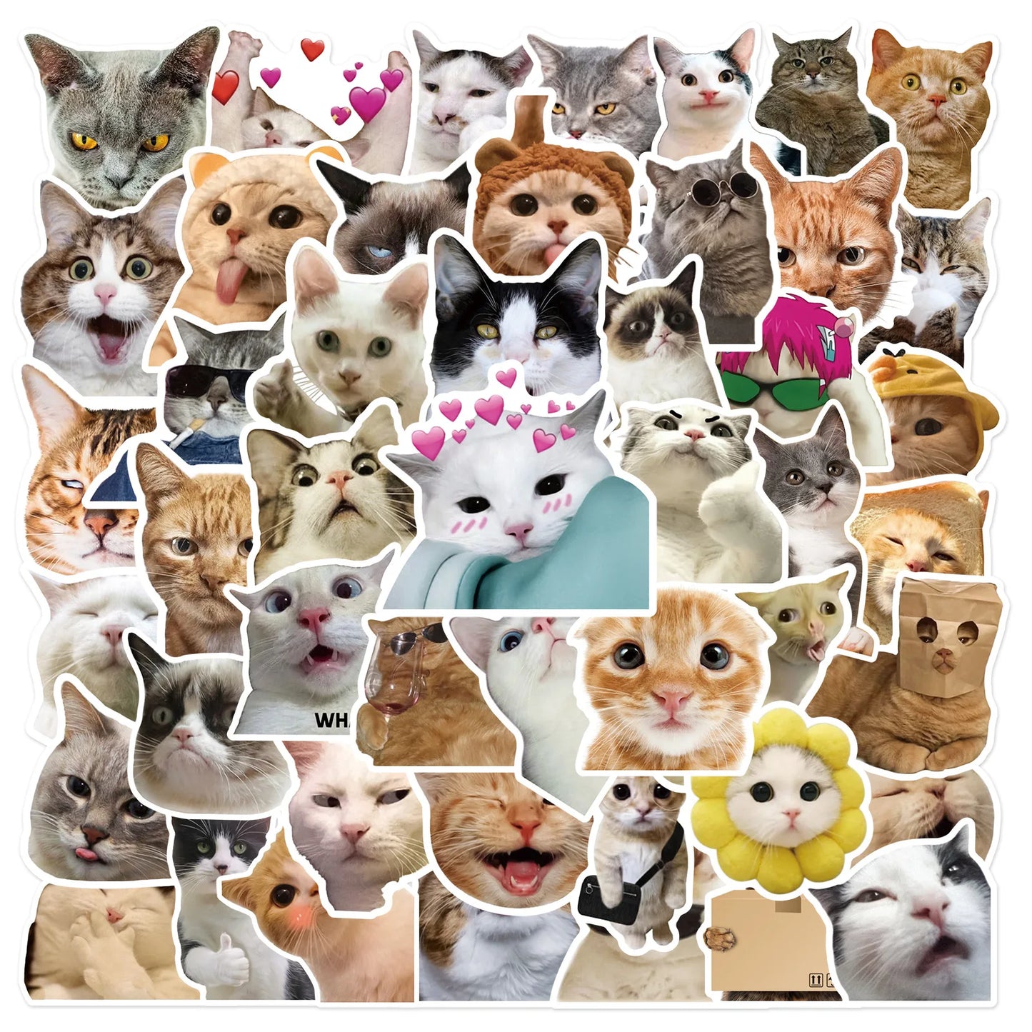 ✨🐱 Trendy Cute Cartoon Cat Graffiti Stickers – Waterproof PVC Fun for Teens & Adults!
