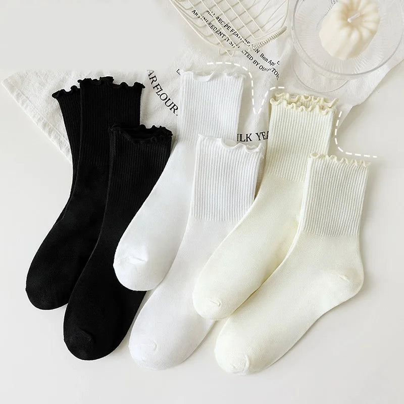 🧦✨ Lolita Style Cotton Socks – 3 Pairs