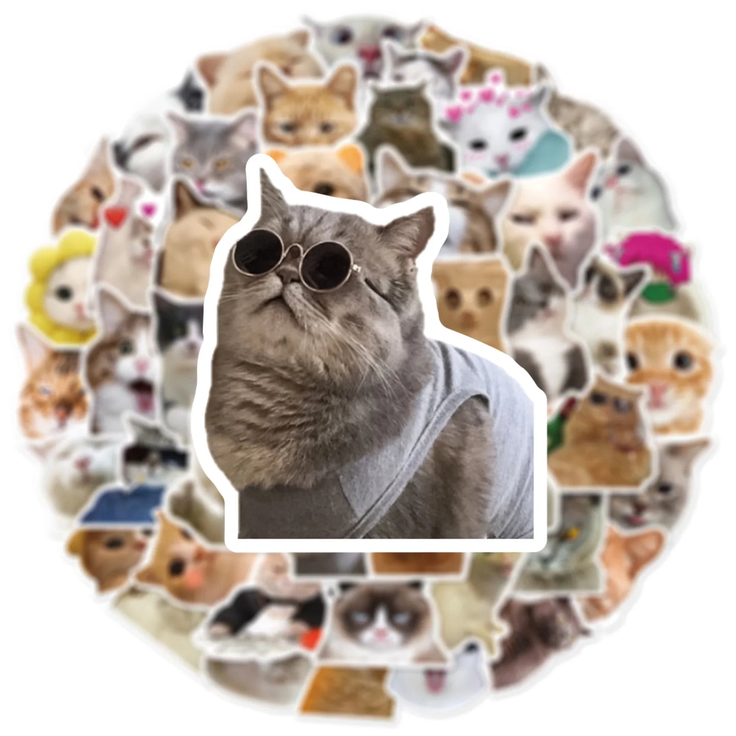 ✨🐱 Trendy Cute Cartoon Cat Graffiti Stickers – Waterproof PVC Fun for Teens & Adults!