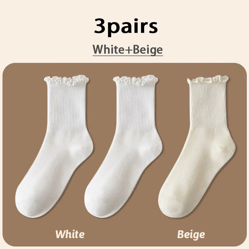 🧦✨ Lolita Style Cotton Socks – 3 Pairs
